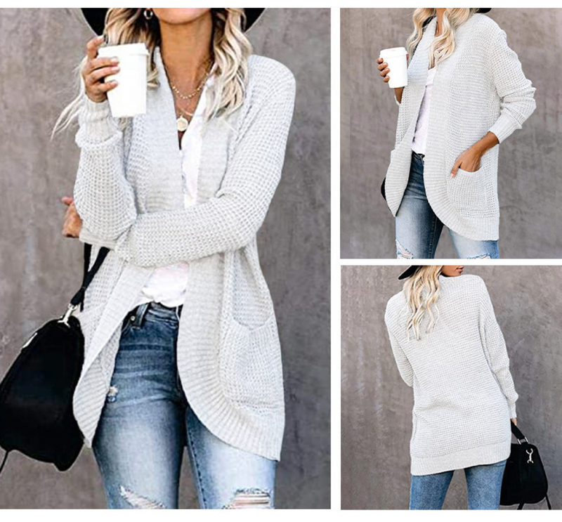 Long Autumn Cardigan Sweater Open Front Chunky Knit Sweater Coat