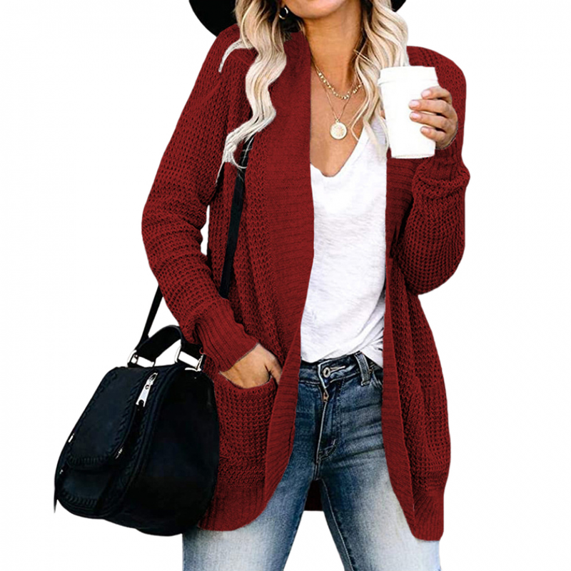 Long Autumn Cardigan Sweater Open Front Chunky Knit Sweater Coat