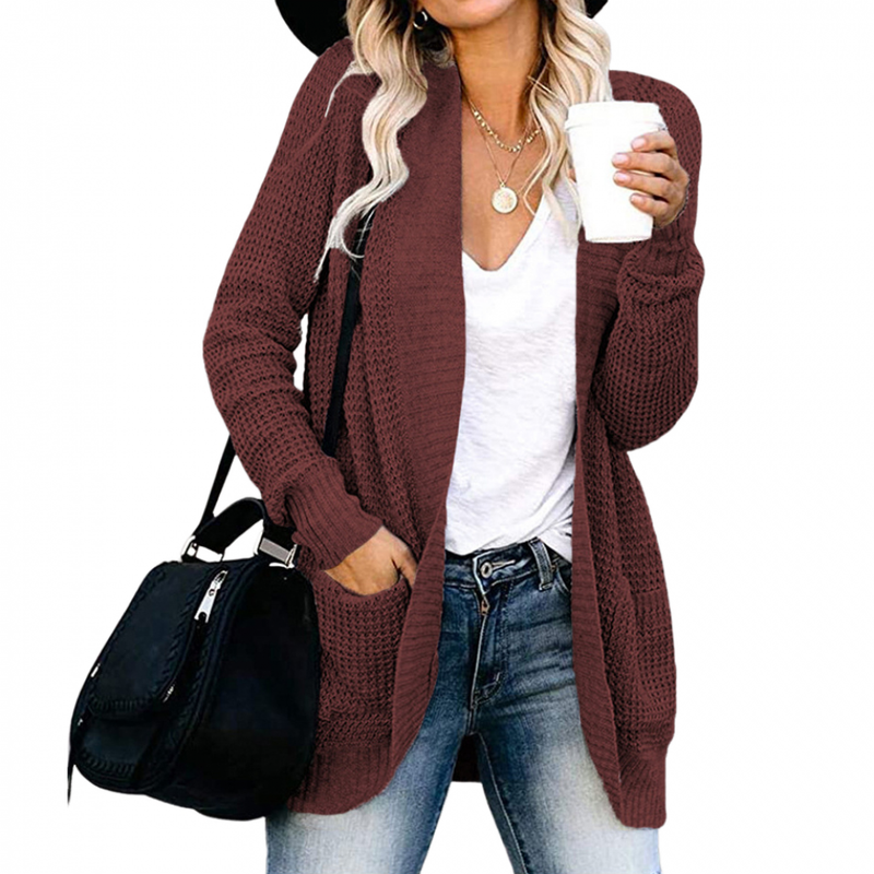 Long Autumn Cardigan Sweater Open Front Chunky Knit Sweater Coat