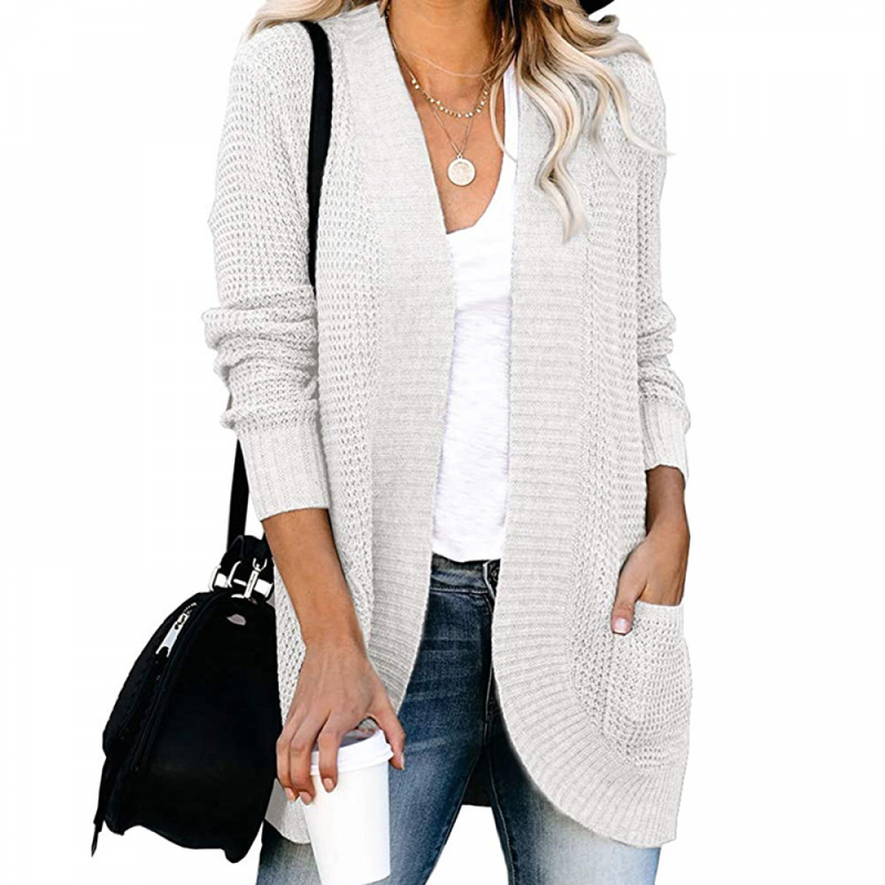 Long Autumn Cardigan Sweater Open Front Chunky Knit Sweater Coat