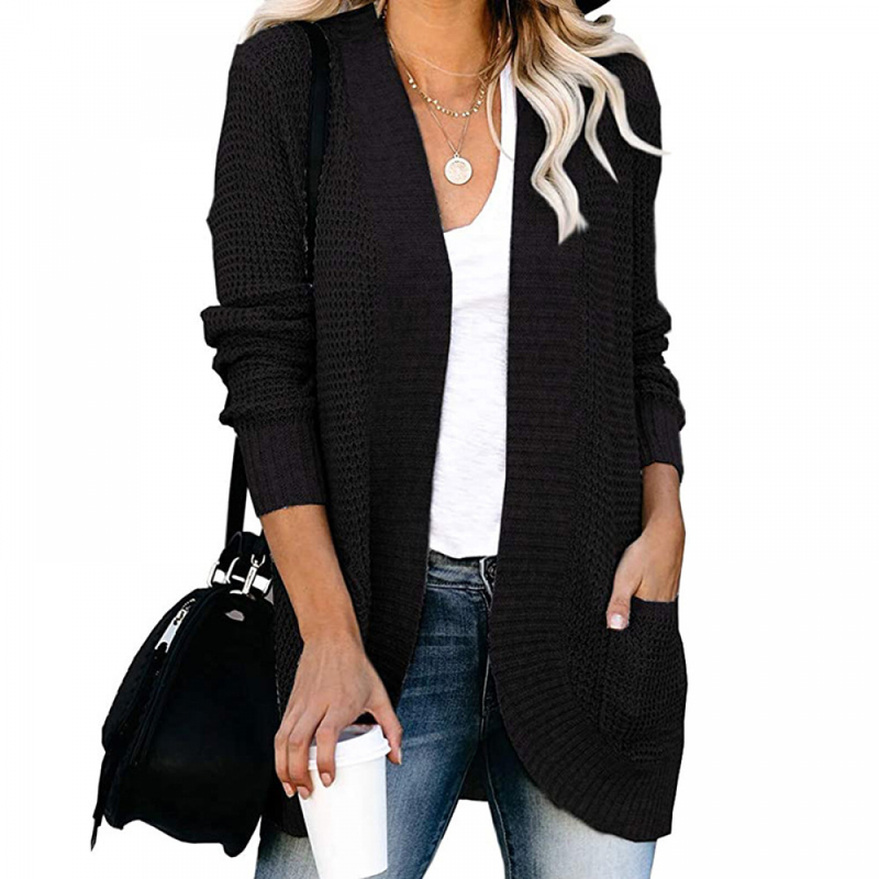 Long Autumn Cardigan Sweater Open Front Chunky Knit Sweater Coat