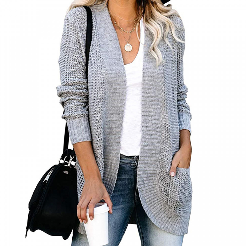 Long Autumn Cardigan Sweater Open Front Chunky Knit Sweater Coat