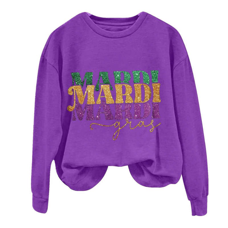 Long Sleeve Pullover Carnival Party Comfy Cute T-shirts Mardi Gras Sweatshirt