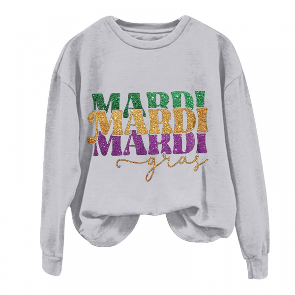 Long Sleeve Pullover Carnival Party Comfy Cute T-shirts Mardi Gras Sweatshirt