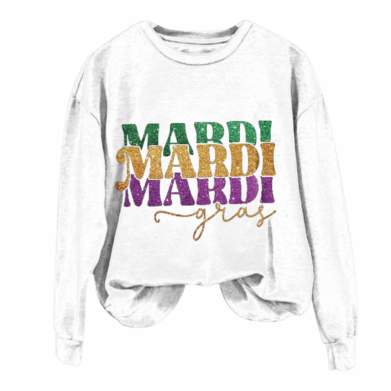 Long Sleeve Pullover Carnival Party Comfy Cute T-shirts Mardi Gras Sweatshirt