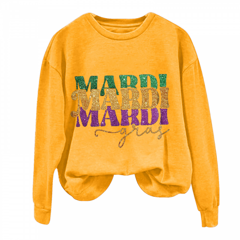 Long Sleeve Pullover Carnival Party Comfy Cute T-shirts Mardi Gras Sweatshirt