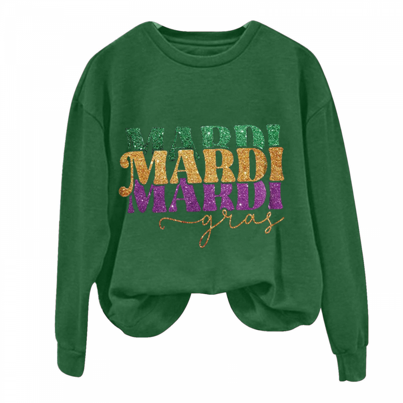 Long Sleeve Pullover Carnival Party Comfy Cute T-shirts Mardi Gras Sweatshirt