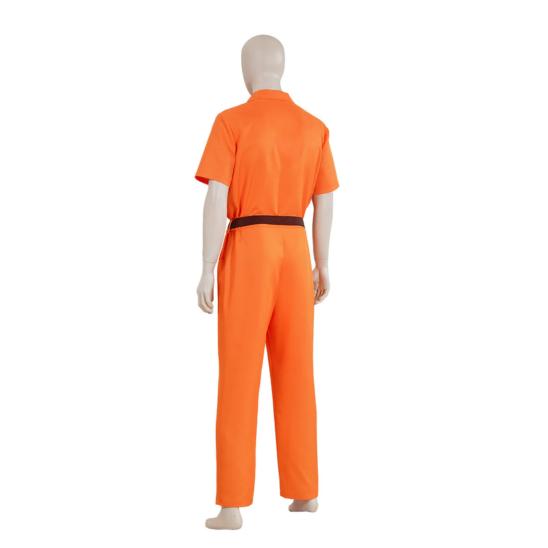 Luigi Prison Uniform V Neck Work Jumpsuit Cosplay Costume