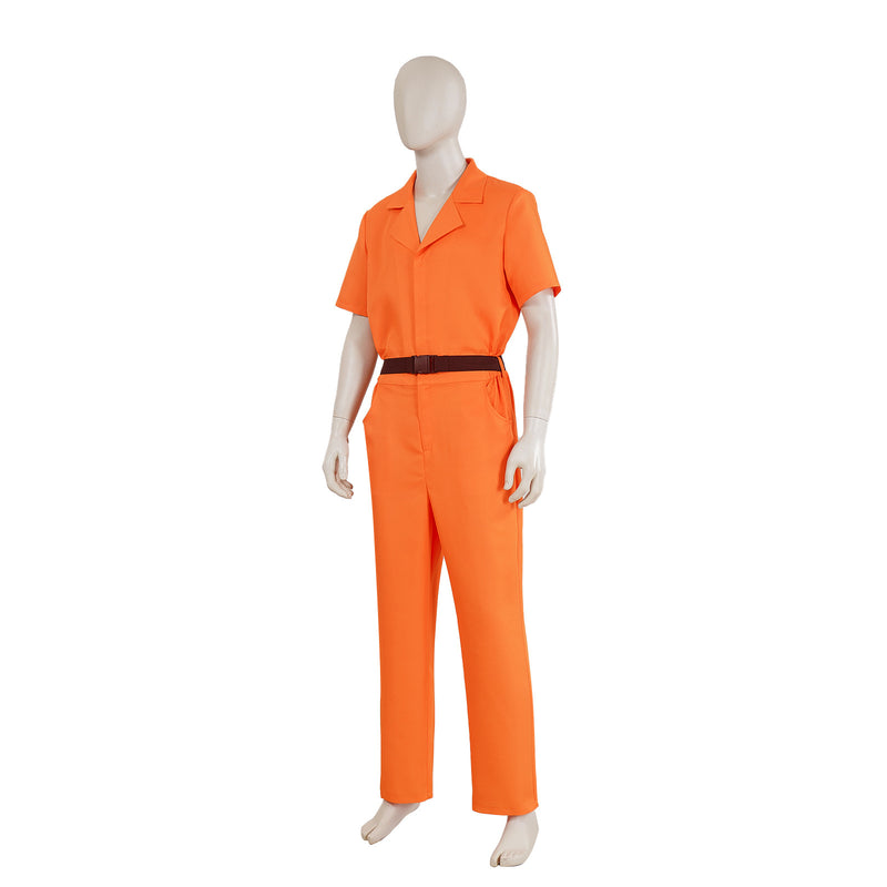 Luigi Prison Uniform V Neck Work Jumpsuit Cosplay Costume