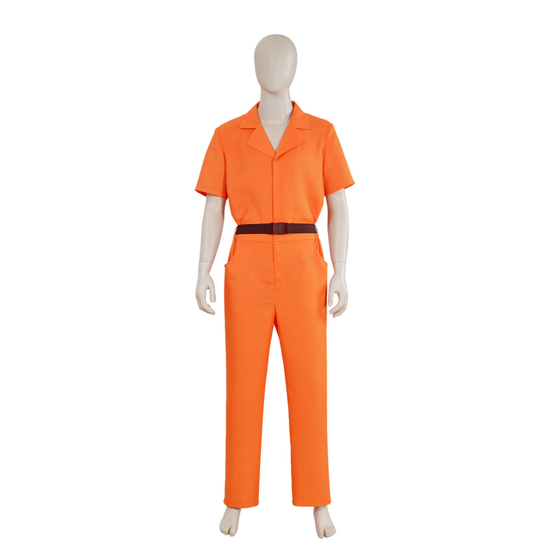 Luigi Prison Uniform V Neck Work Jumpsuit Cosplay Costume