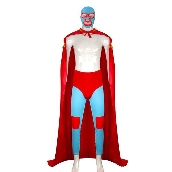 Male Mexican Wrestler Cape Robe Cloak Headgear Cosplay Costume