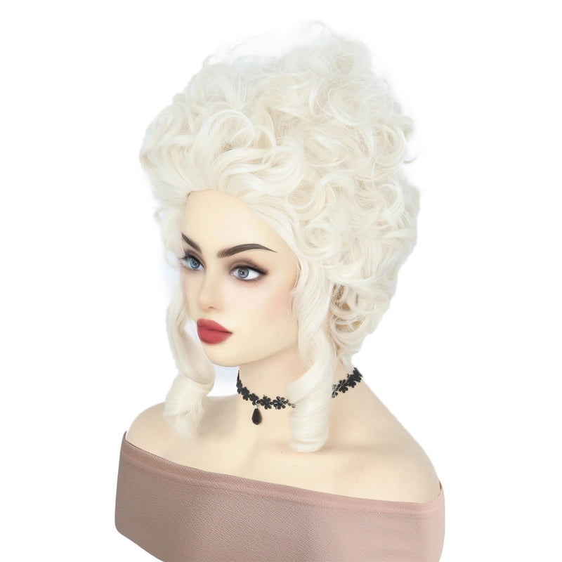 Marie Antoinette Women Vintage Cosplay Wig White Curly Hairpieces