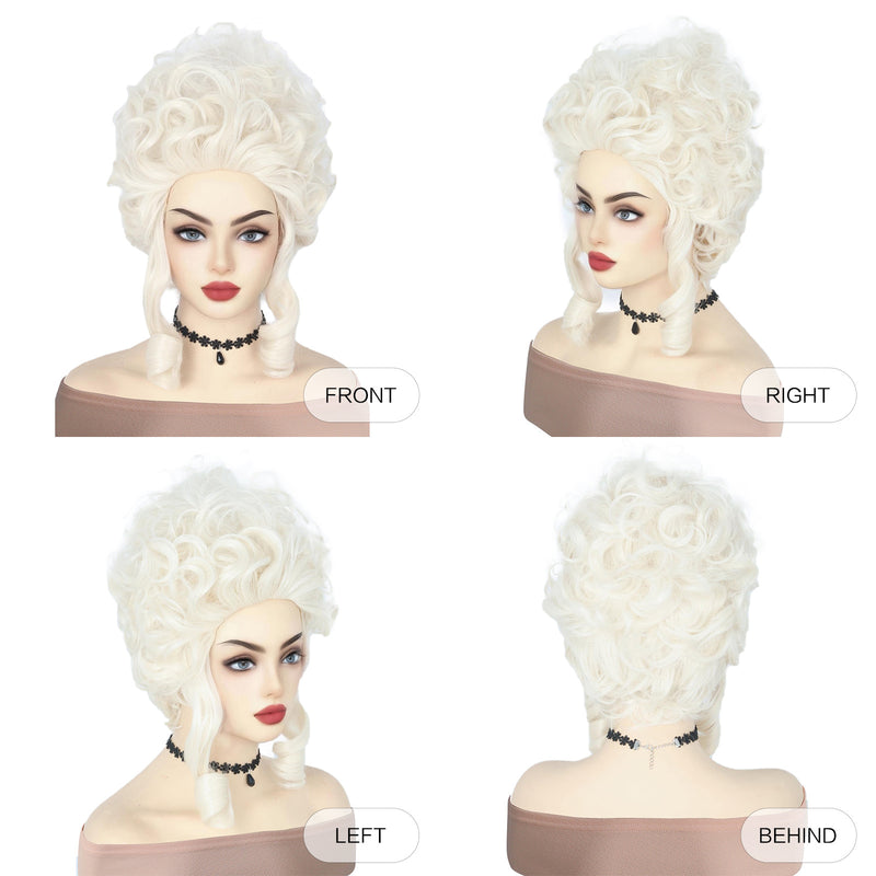 Marie Antoinette Women Vintage Cosplay Wig White Curly Hairpieces