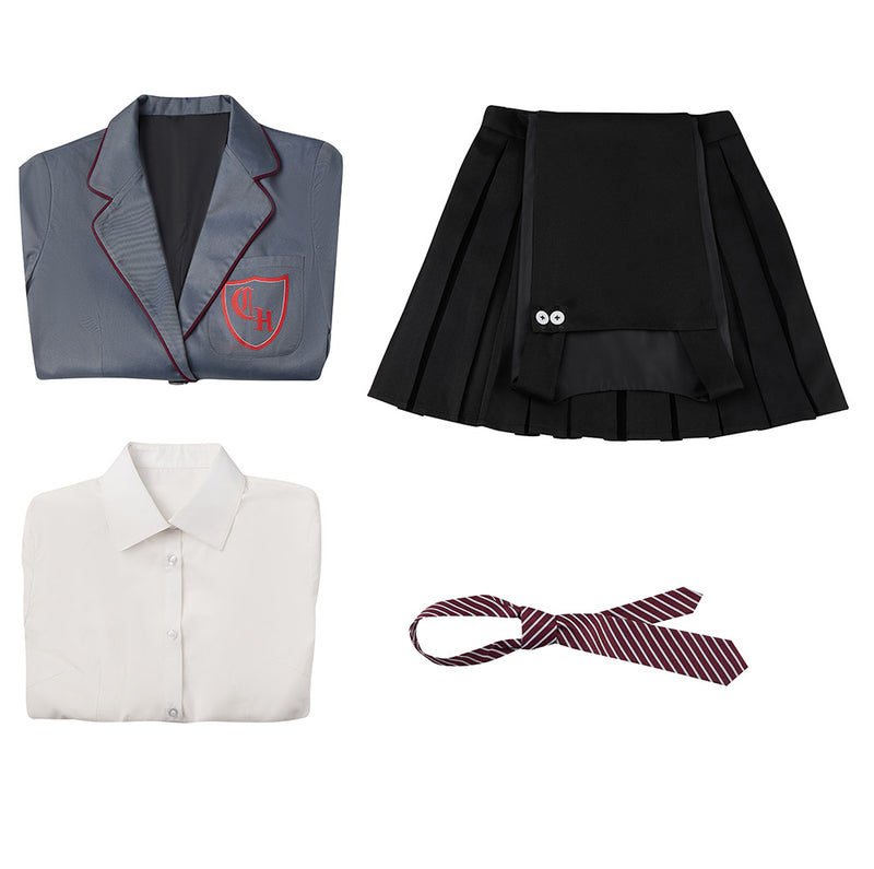 Movie Matilda the Musical Grey School Uniform Cosplay Costume Girl Suspender Skirt