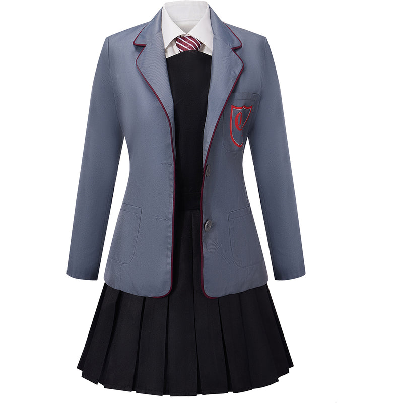 Movie Matilda the Musical Grey School Uniform Cosplay Costume Girl Suspender Skirt