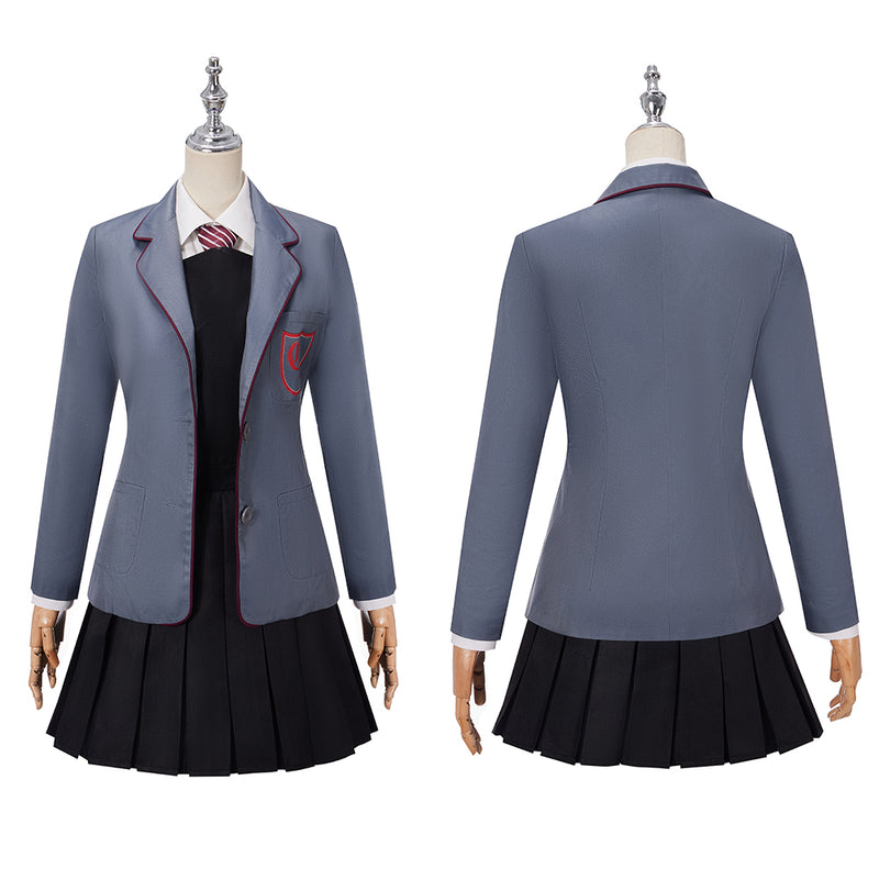 Movie Matilda the Musical Grey School Uniform Cosplay Costume Girl Suspender Skirt