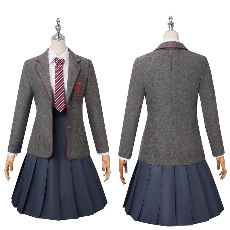 Matilda the Musical Gray Jacket Skirt Tie Cosplay Costume School Girl Dress Uniform Suit Halloween Party Outfit