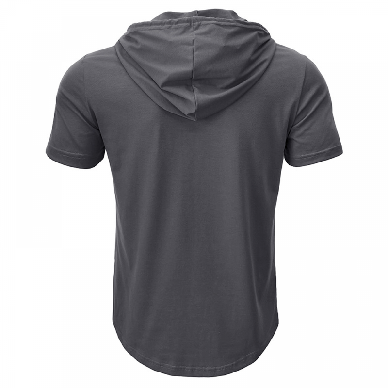 Men Button-Down Hoodies Muscle Shirts Casual Loose Fit Workout Running Tops