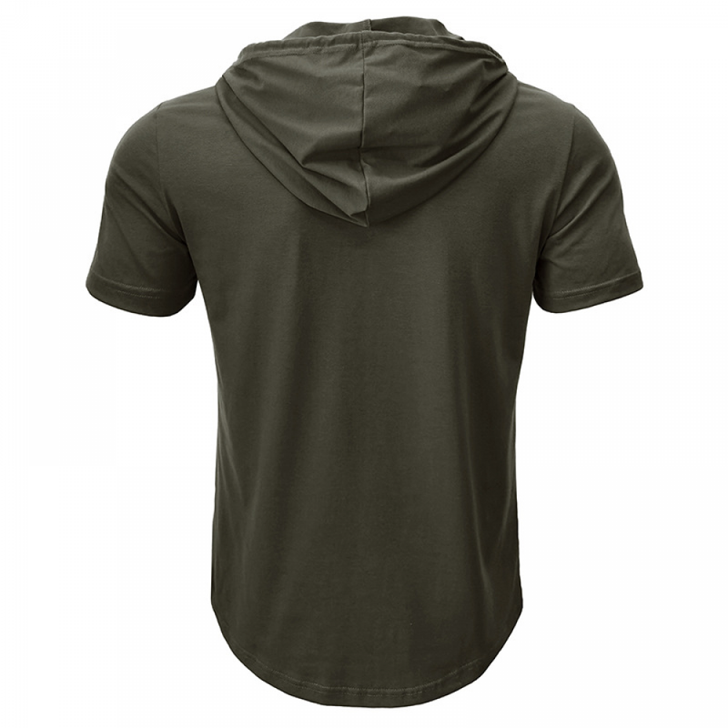 Men Button-Down Hoodies Muscle Shirts Casual Loose Fit Workout Running Tops