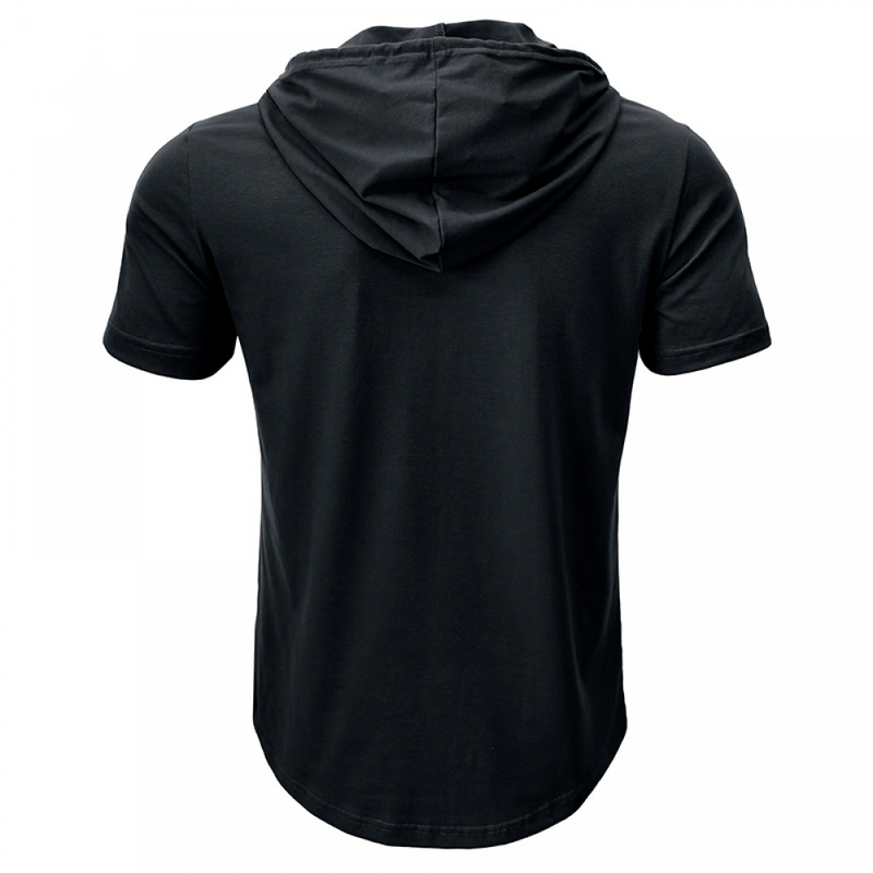 Men Button-Down Hoodies Muscle Shirts Casual Loose Fit Workout Running Tops