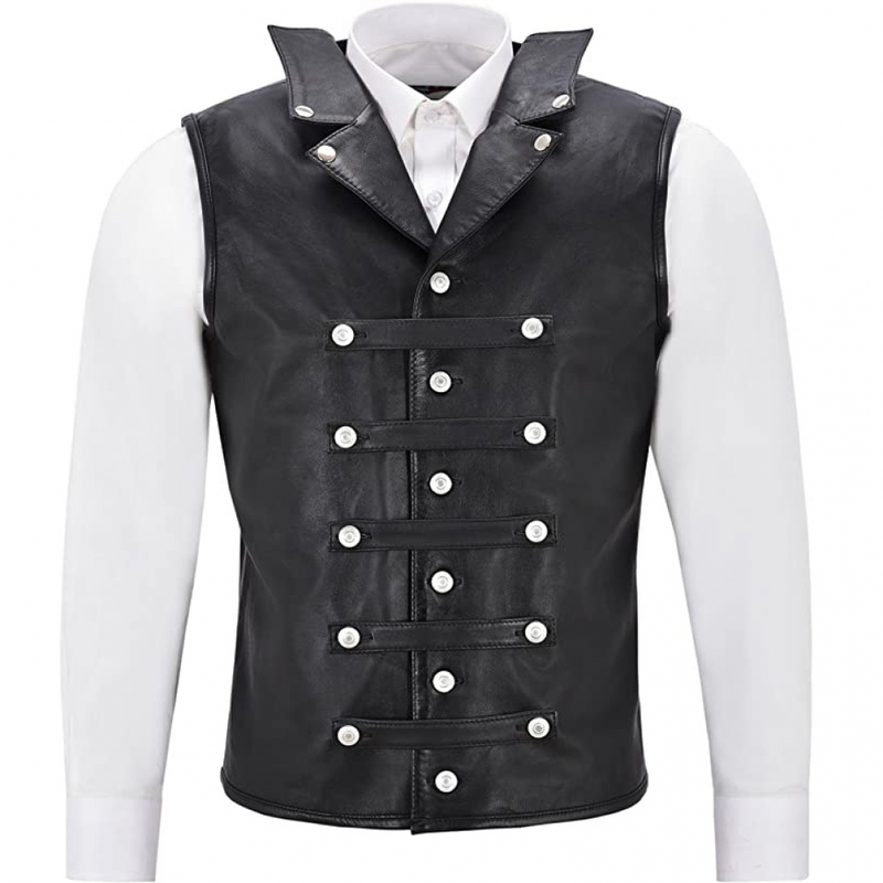 Men Faux Leather Cowboy Motorcycle Riding Club Outdoor Biker Vest