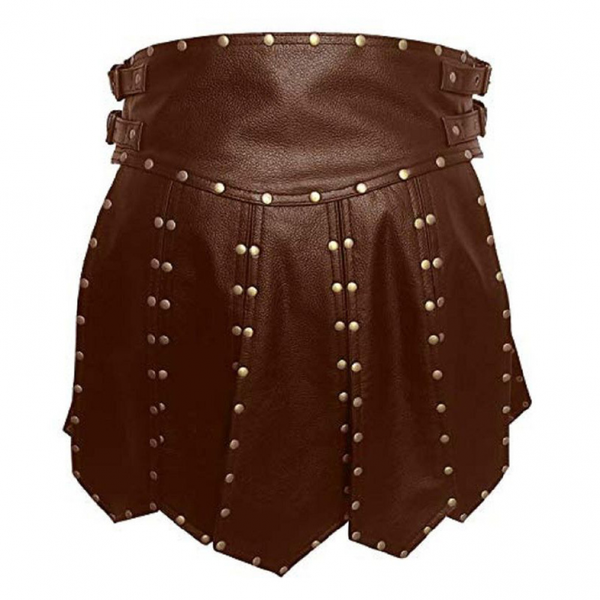 Men Leather Roman Gladiator Armor Spartan Warrior Cosplay Costume Skirt