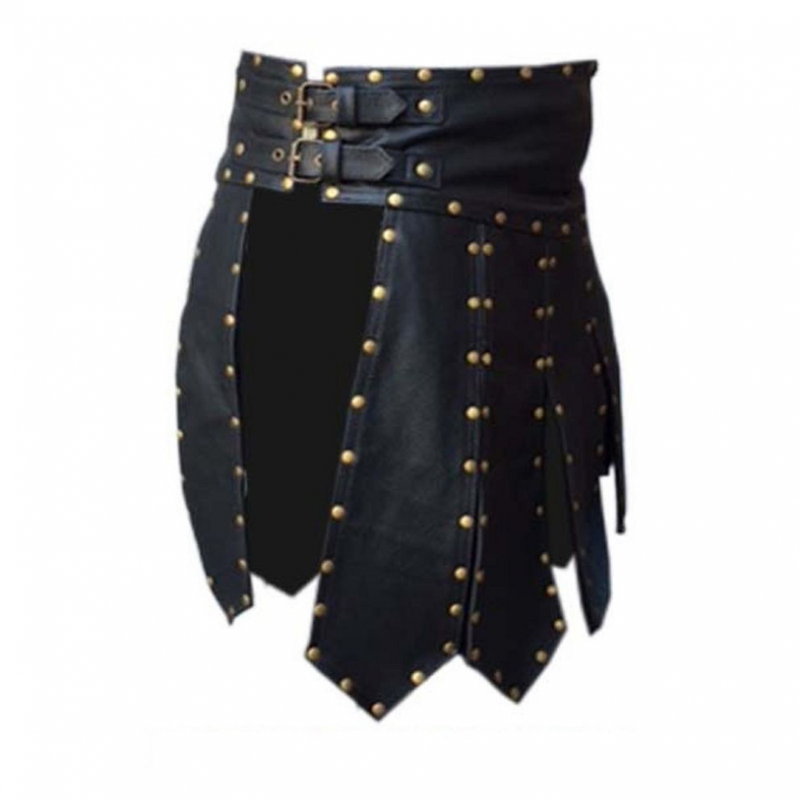 Men Leather Roman Gladiator Armor Spartan Warrior Cosplay Costume Skirt