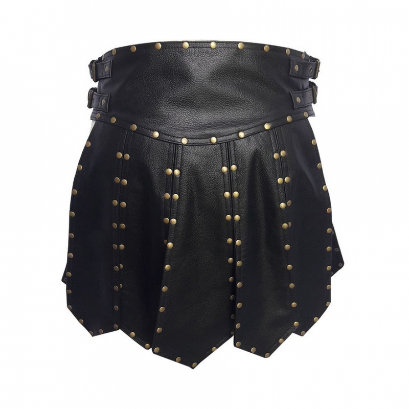 Men Leather Roman Gladiator Armor Spartan Warrior Cosplay Costume Skirt