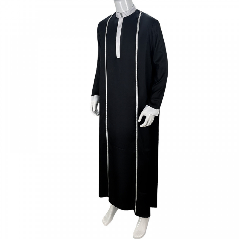 Men Long Sleeve Muslim Kaftan Clothing Islamic Gown Ethnic Robe