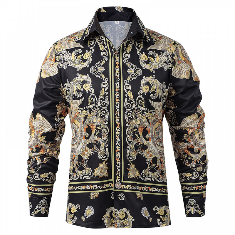 Men Luxury Palace 3D Printed Golden Nightclub Button-Down Shirts