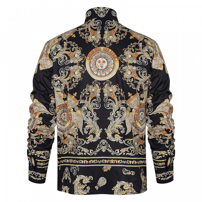 Men Luxury Palace 3D Printed Golden Nightclub Button-Down Shirts