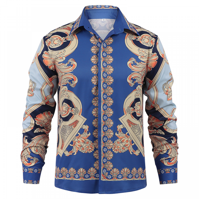 Men Luxury Palace 3D Printed Golden Nightclub Button-Down Shirts