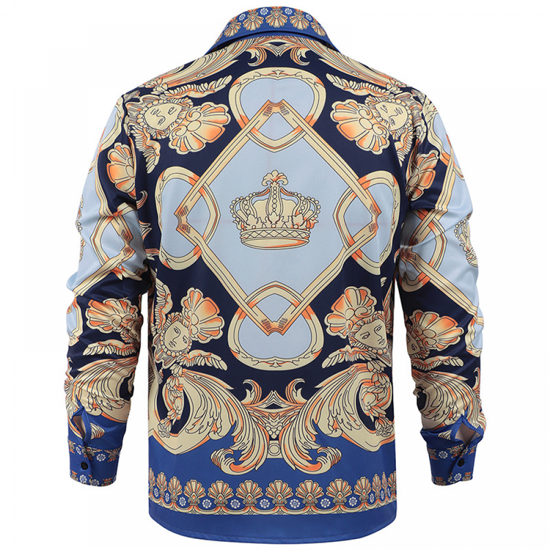 Men Luxury Palace 3D Printed Golden Nightclub Button-Down Shirts