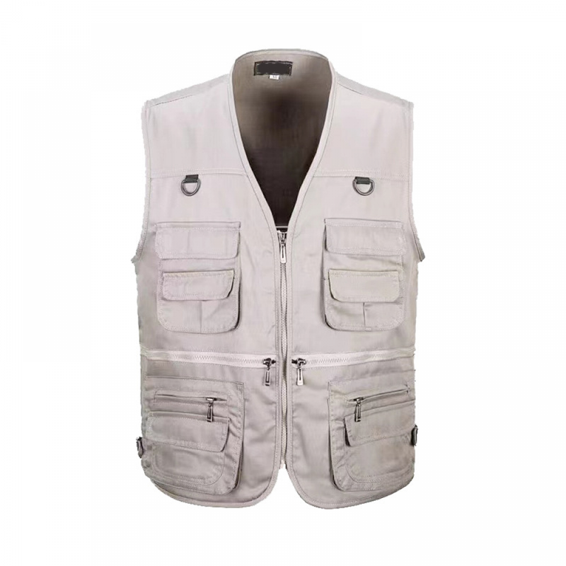 Men Outdoor Leisure Many Pockets Fishing Travel Cargo Zip Vest