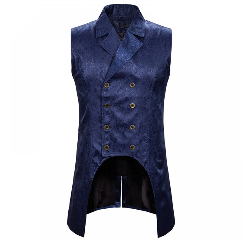 Men Paisley Jacquard Brocade Vest Steampunk Sleeveless Waistcoat