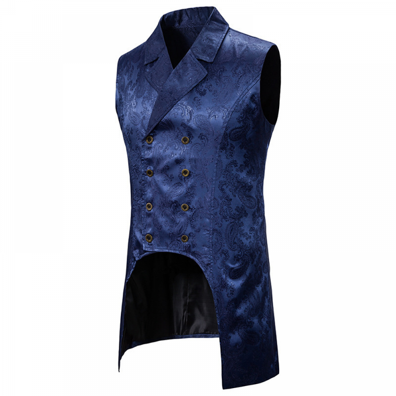 Men Paisley Jacquard Brocade Vest Steampunk Sleeveless Waistcoat