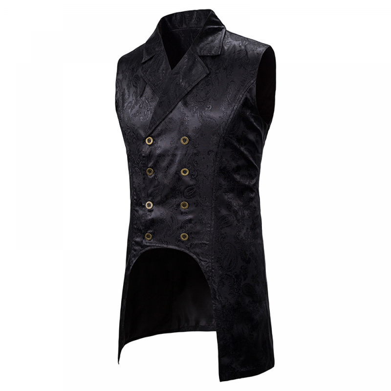 Men Paisley Jacquard Brocade Vest Steampunk Sleeveless Waistcoat