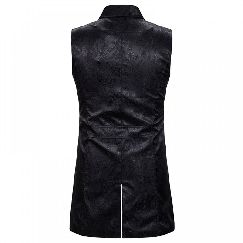 Men Paisley Jacquard Brocade Vest Steampunk Sleeveless Waistcoat