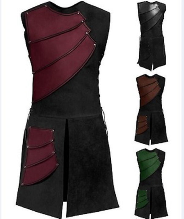 Men Side laces up Knight Bracer Viking Pirate Waistcoat Armor Vest