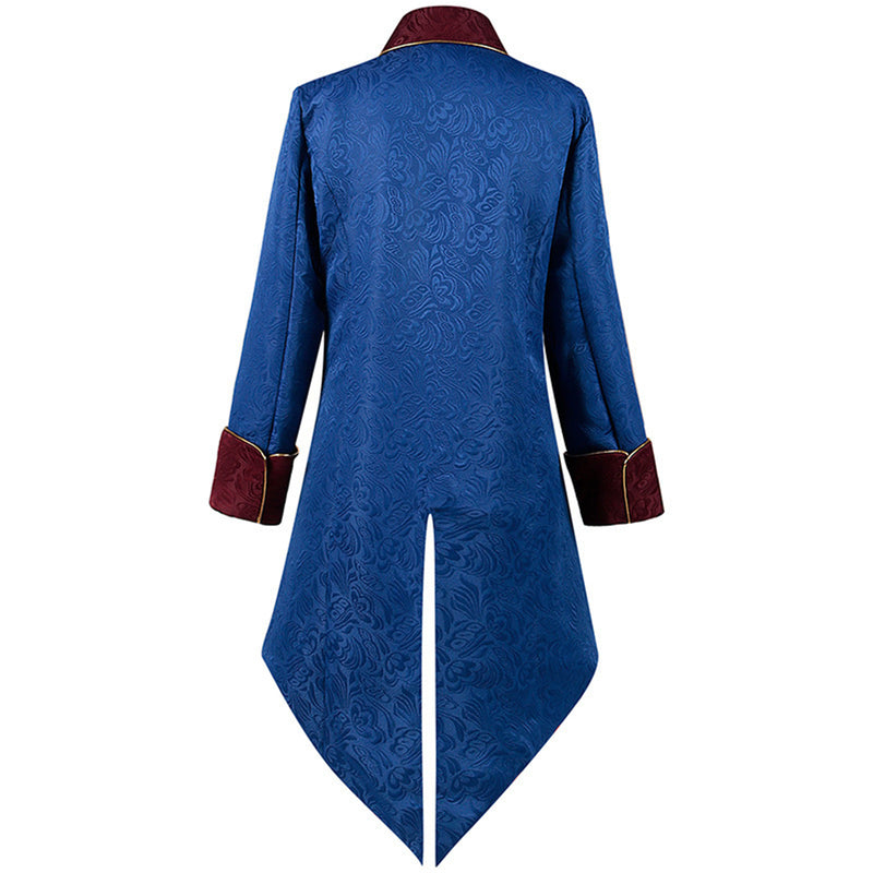 Men Steampunk Blue Embroidery Jacket Victorian Retro Gothic Tuxedo