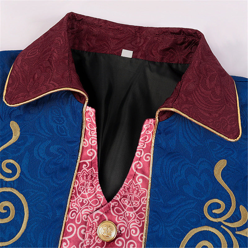 Men Steampunk Blue Embroidery Jacket Victorian Retro Gothic Tuxedo