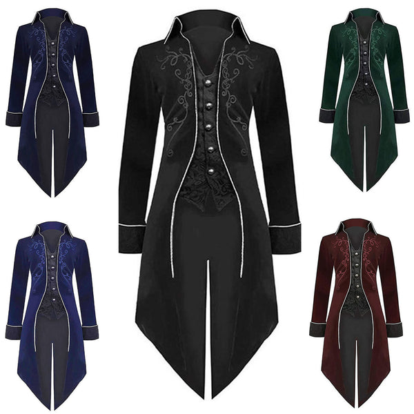 Men Steampunk Coat Victorian Literature Velvet Retro Gothic Tuxedo