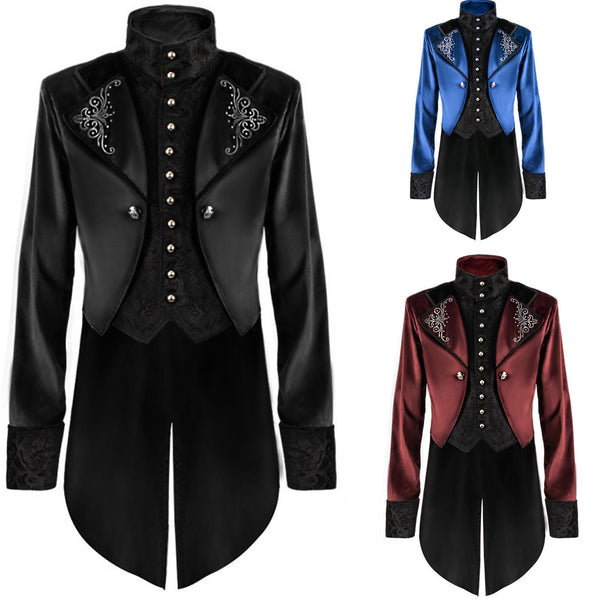 Men Steampunk Jacket Victorian Literature High Collar Retro Gothic Tuxedo