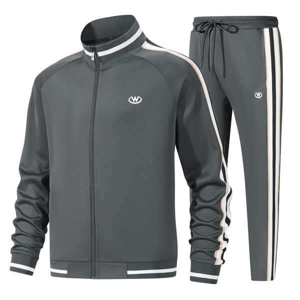 Men Track suits Sets Long Sleeve Full-zip Sweatsuit Coat Pants