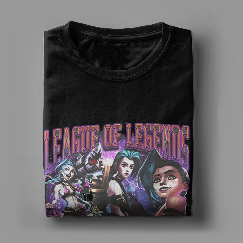 Men Women Arcane LOL Jinx Art Print O Neck Short Sleeve T-Shirt