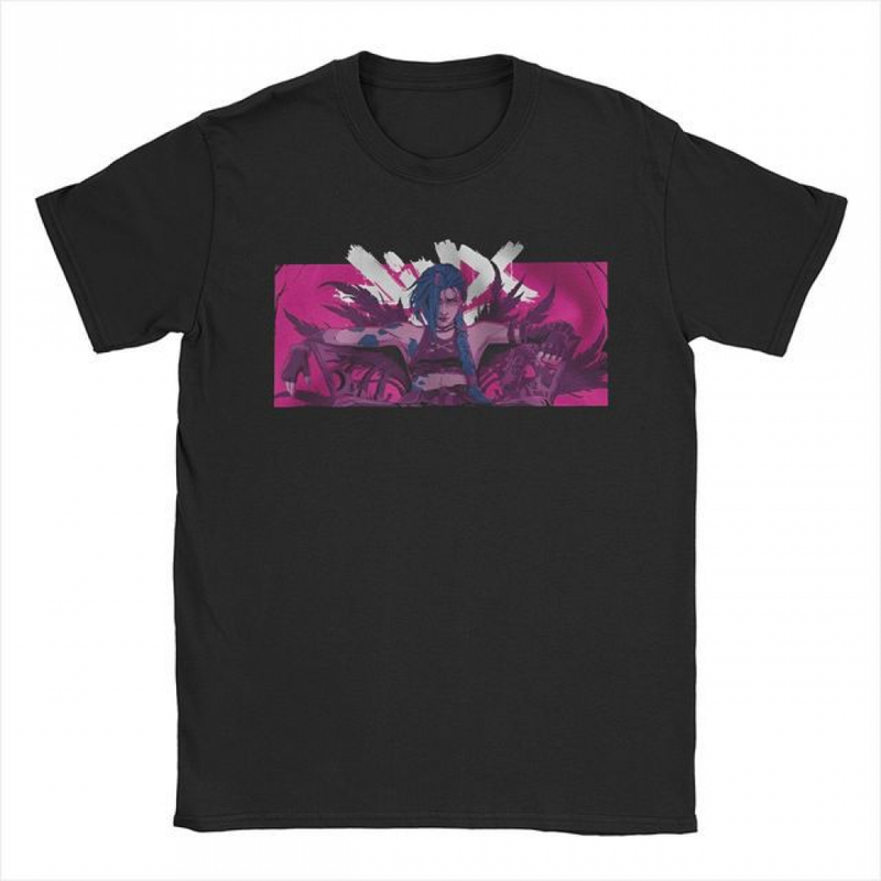 Men Women Arcane LOL Jinx Art Print O Neck Short Sleeve T-Shirt