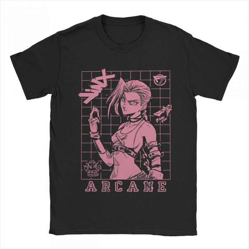 Men Women Arcane LOL Jinx Art Print O Neck Short Sleeve T-Shirt