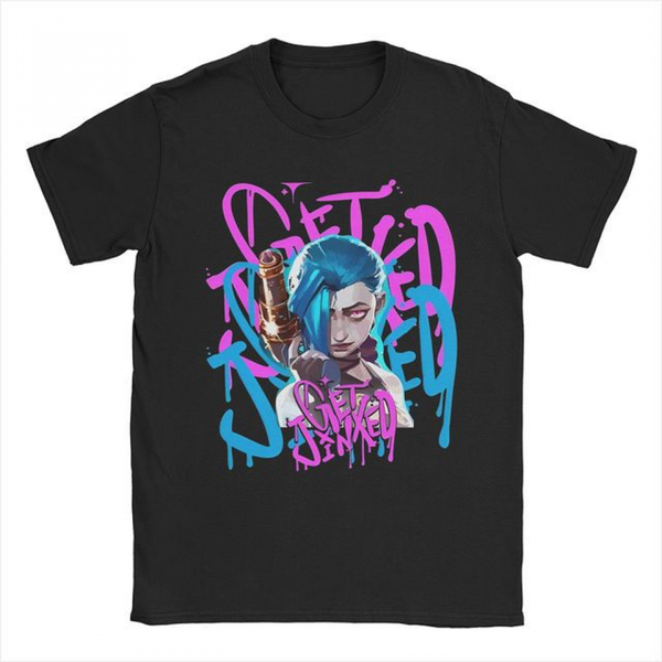 Men Women Arcane LOL Jinx Art Print O Neck Short Sleeve T-Shirt