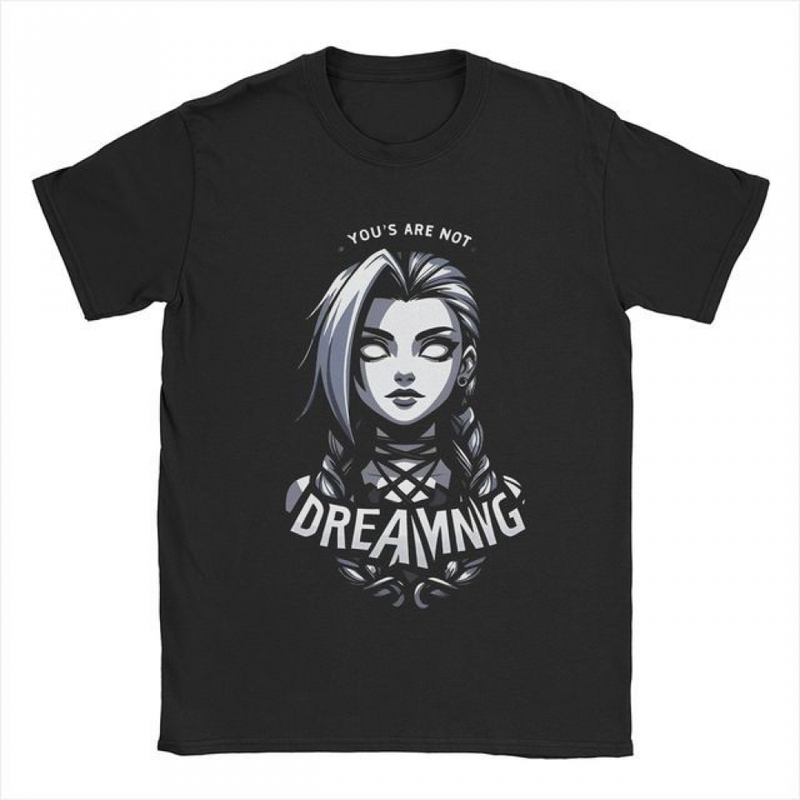 Men Women Arcane LOL Jinx Art Print O Neck Short Sleeve T-Shirt