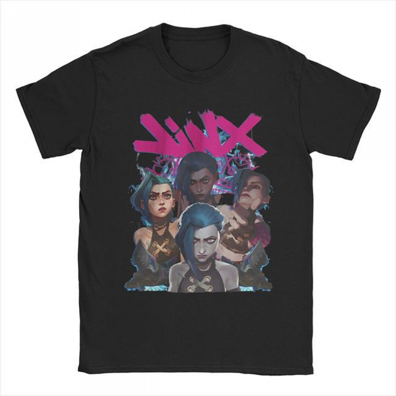 Men Women Arcane LOL Jinx Art Print O Neck Short Sleeve T-Shirt